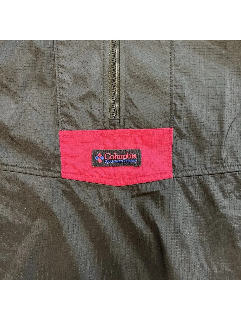 Columbia Men’s M Regular Colorblock Anorak Jacket Black/Blue/Pink 1/2 Zip